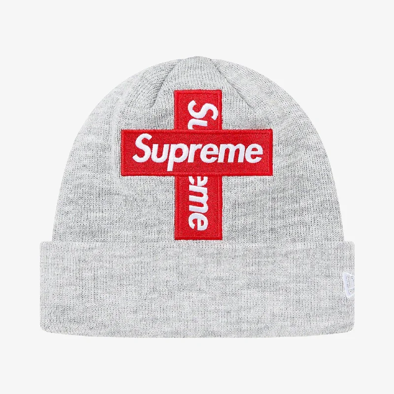 Supreme x New Era Beanie 'Cross Box Logo' Heather Grey (FW20)