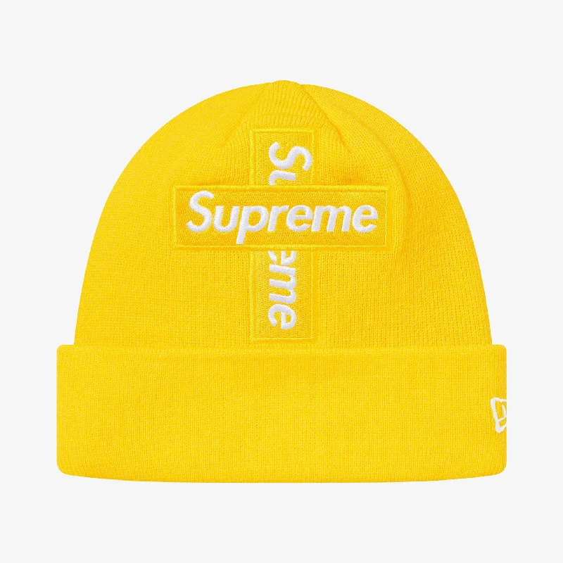 Supreme x New Era Beanie 'Cross Box Logo' Lemon (FW20)