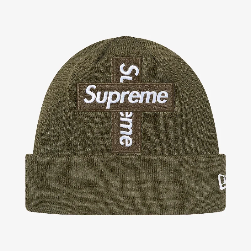 Supreme x New Era Beanie 'Cross Box Logo' Light Olive (FW20)