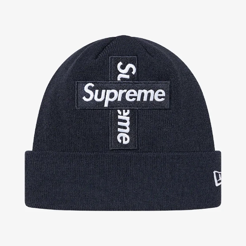 Supreme x New Era Beanie 'Cross Box Logo' Navy (FW20)