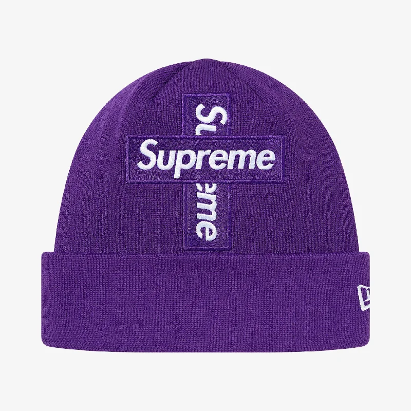 Supreme x New Era Beanie 'Cross Box Logo' Purple (FW20)