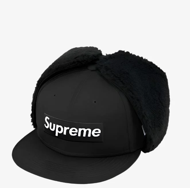 Supreme x New Era Earflap Fitted Hat 'Box Logo' Black (FW21)