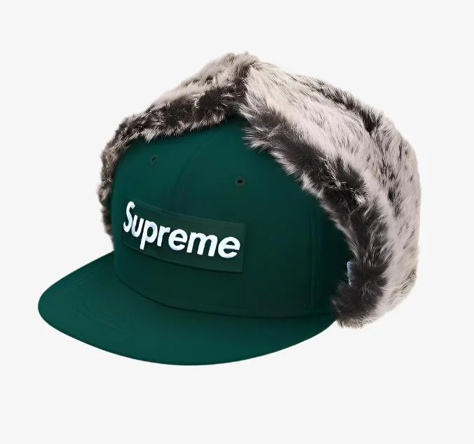 Supreme x New Era Earflap Fitted Hat 'Box Logo' Dark Green (FW19)