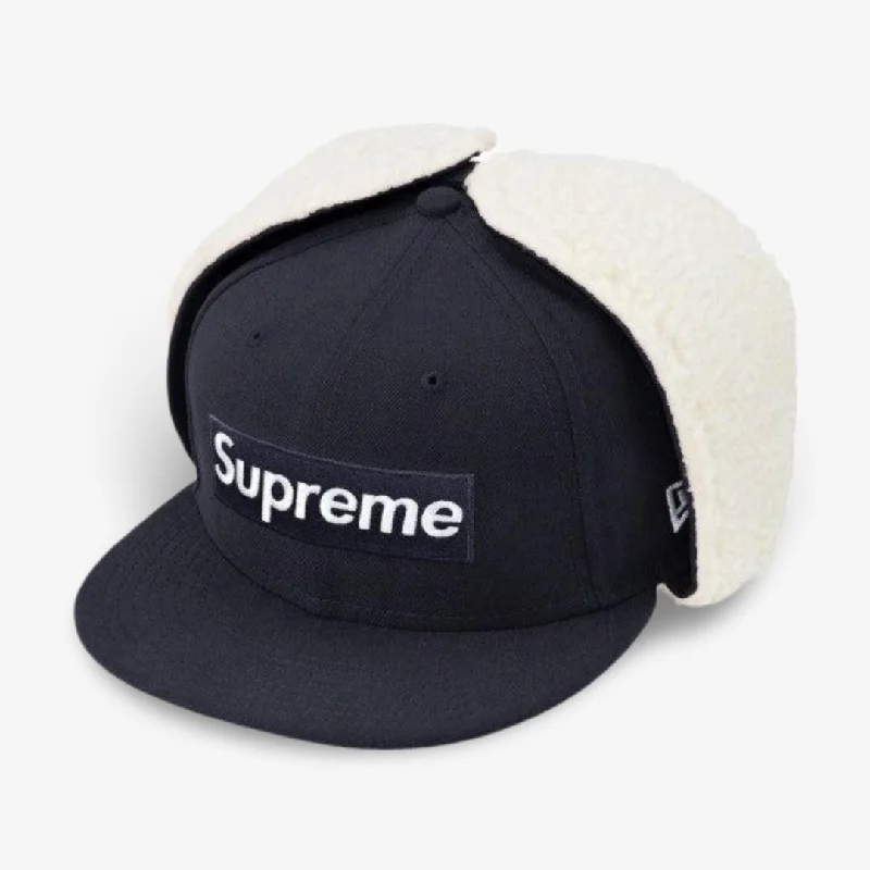 Supreme x New Era Earflap Fitted Hat 'Box Logo' Navy (FW21)