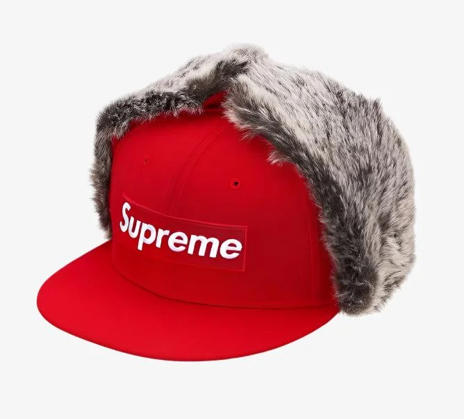 Supreme x New Era Earflap Fitted Hat 'Box Logo' Red (FW19)