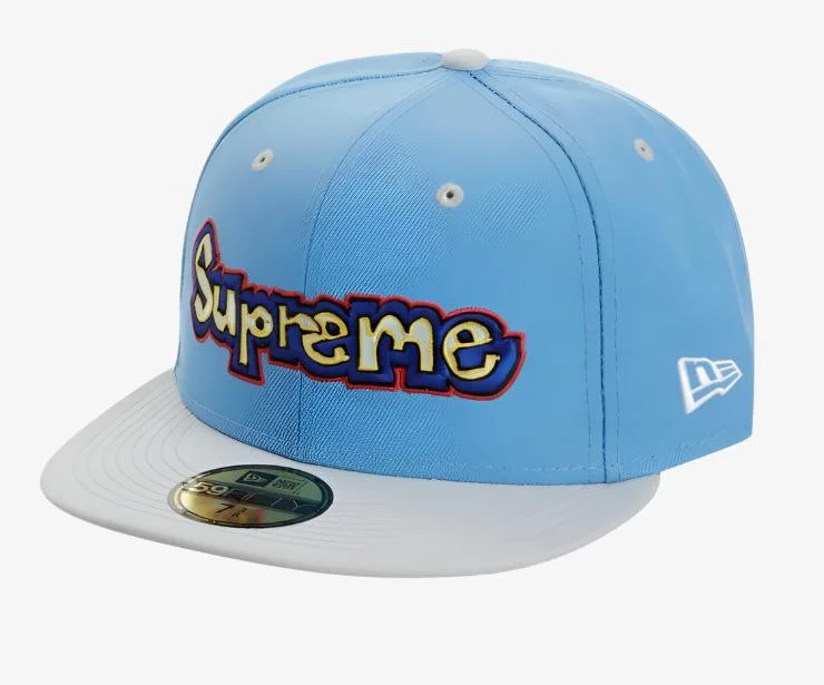 Supreme x New Era Fitted Hat 'Gonz Logo' Light Blue (SS21)