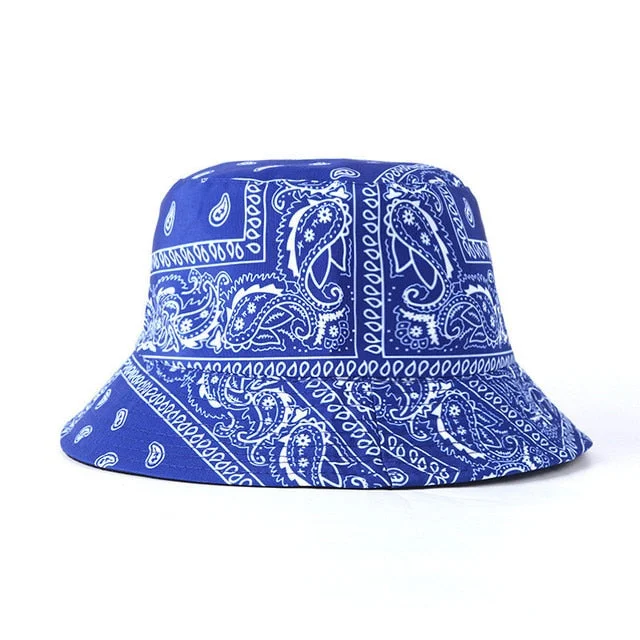 Unisex Pattern Cotton Bucket Hat Double-Sided Sun Cap Summer Sun Hats