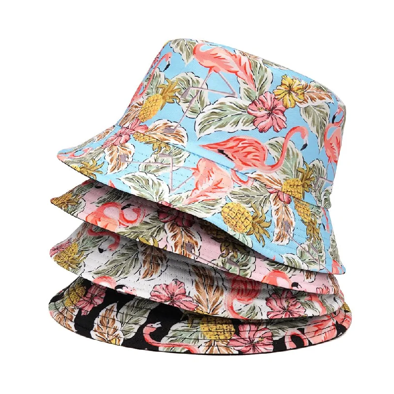 Vintage Floral Flamingo Bucket Hat