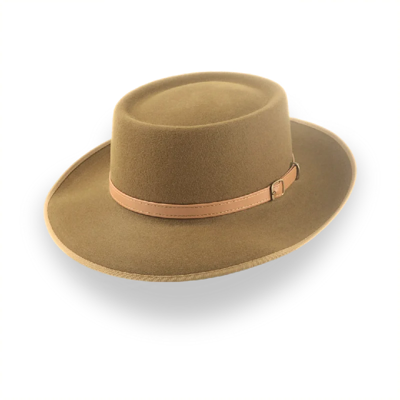 Brown Short Brim Western Fedora in Durable Fur Felt | The Bison