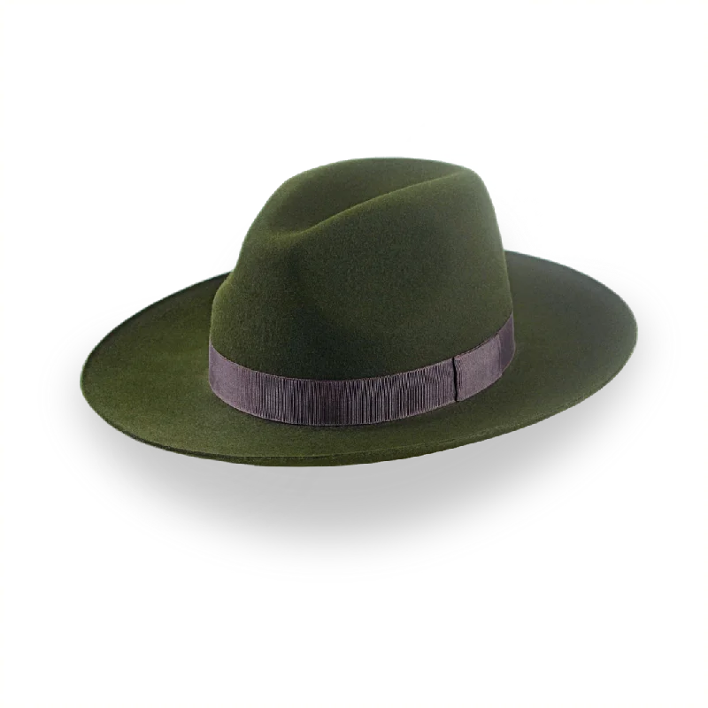 Dark Olive Green Wide Brim Outback Fedora | The Reconnoiter