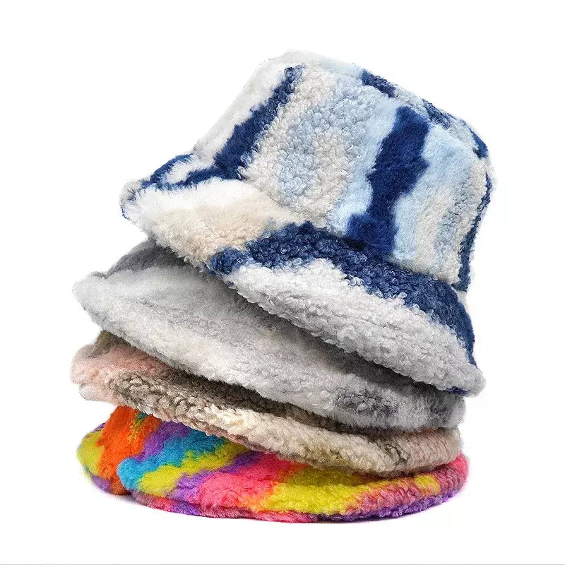 Winter Abstract Fur Bucket Hat