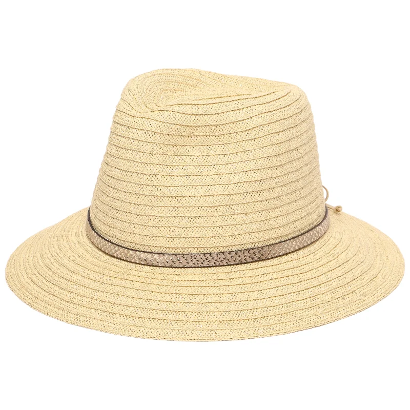 Women's Paperbraid Fedora With Debossed Metallic Snake Band