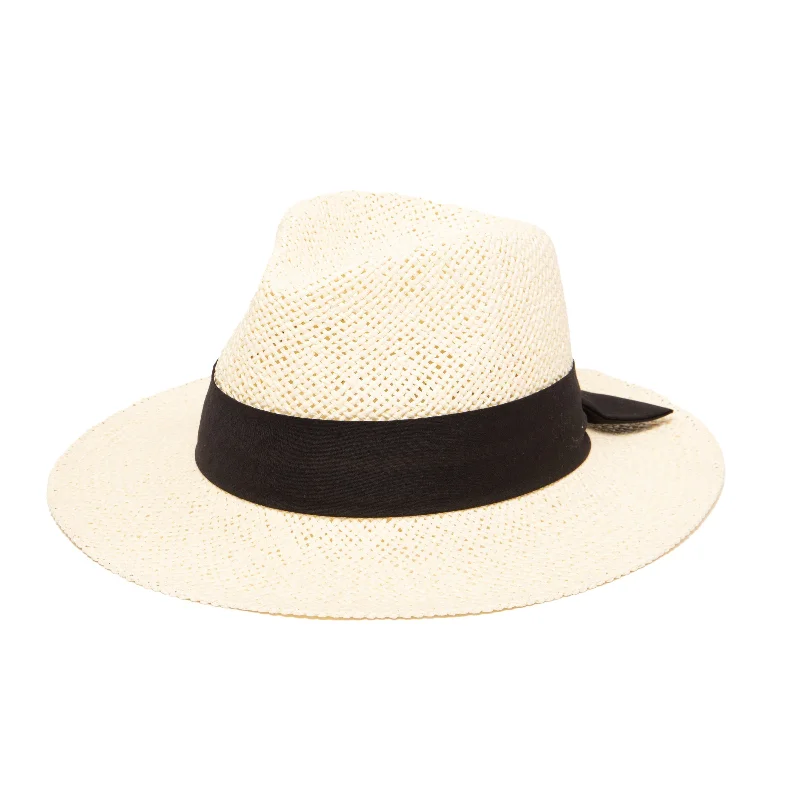 Women's Woven Paper Fedora With Back Knot Band