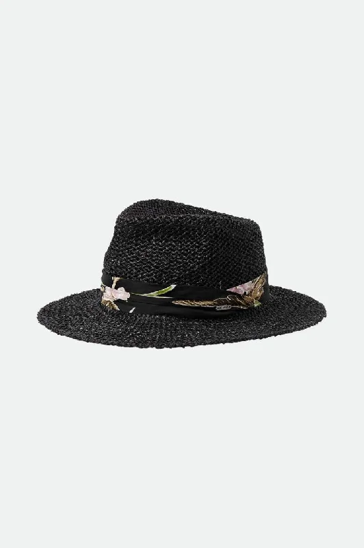 Aloha Straw Fedora - Black/Black