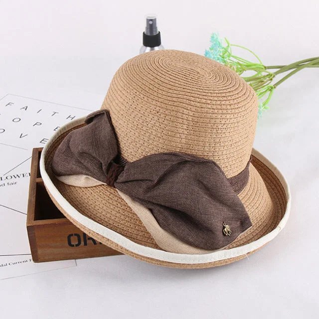 Big Bow Ladies Summer Bowler Hat