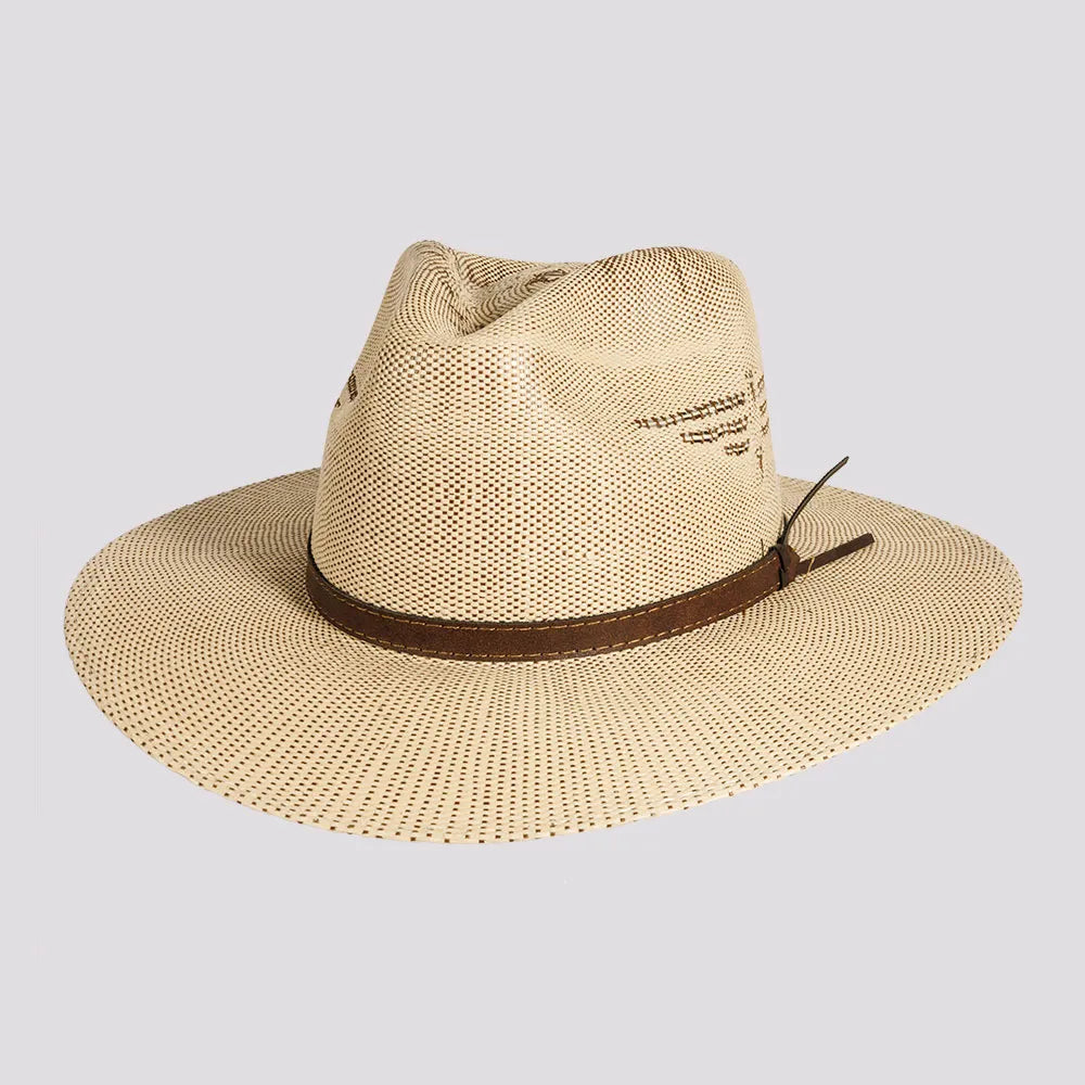 Dover | Mens Bangora Straw Flat Brim Pinch Front Sun Hat