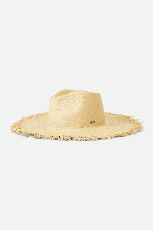 Jo Straw Frayed Fedora - Honey