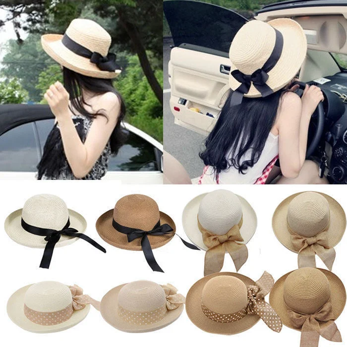 Ladies Straw Bowler Sun Hat