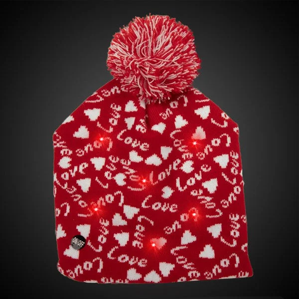 Led Light Up Valentine Love Knit Beanie